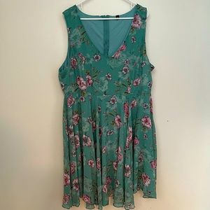 Torrid Floral Teal Sleeveless Dress size 20 NWT